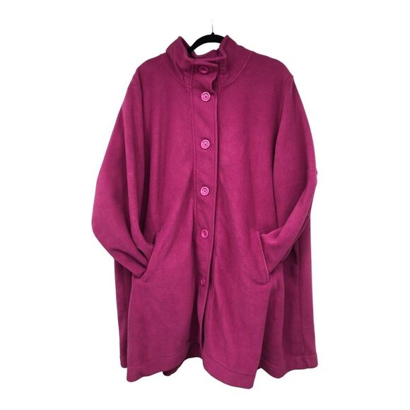 Woman Within Jackets & Blazers - Woman Within Plus Size 2X Oversized Pink Coat, Wash n Wear Fleece, Sateen liner